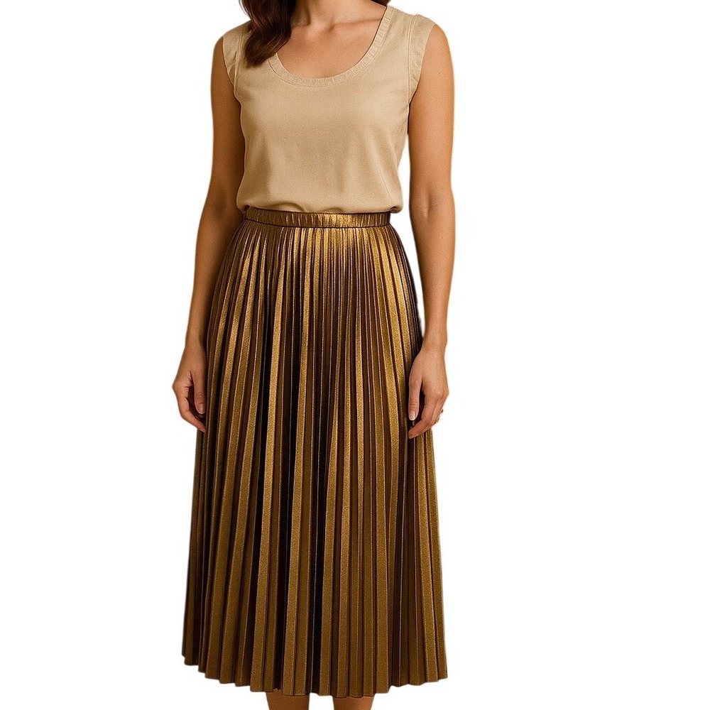 Avec Les Filles Gold Midi Skirt